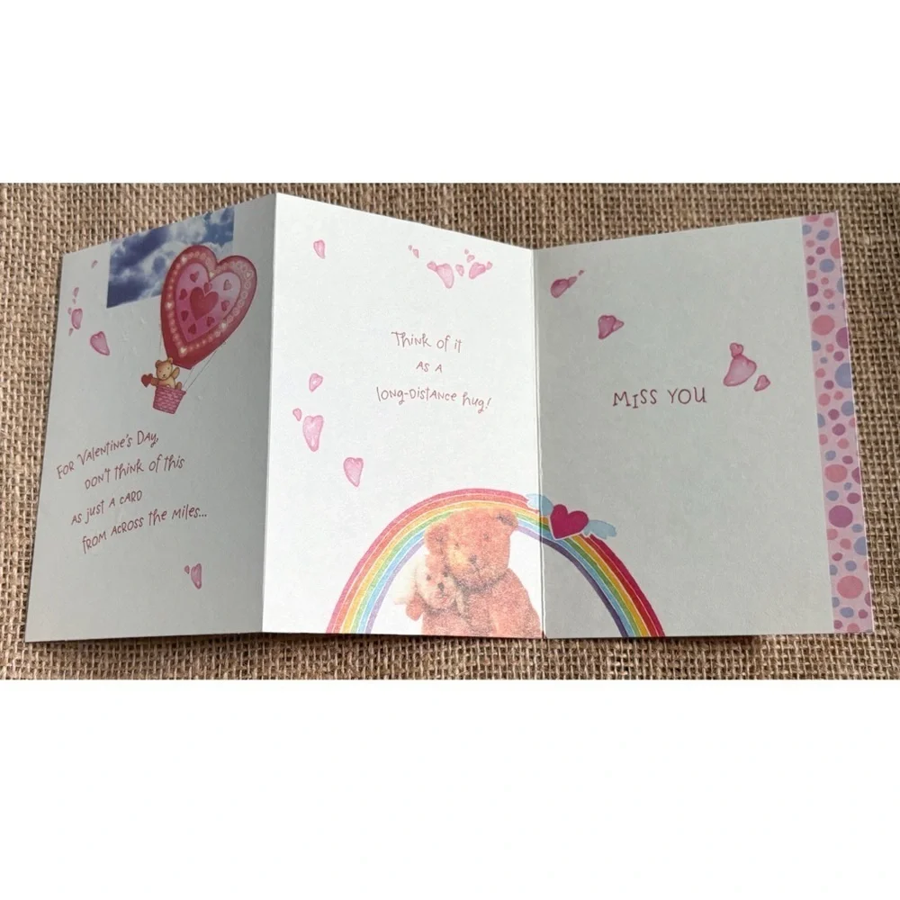 Vintage Teddy Bear Valentine’s Card Hearts Whimsy Carlton Just Between Friends